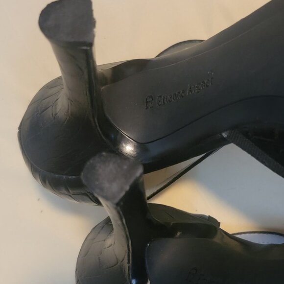 Etienne Aigner Adam Black Crocodile Point Toe D'Orsay Ankle Strap Pump Heels - Picture 12 of 13